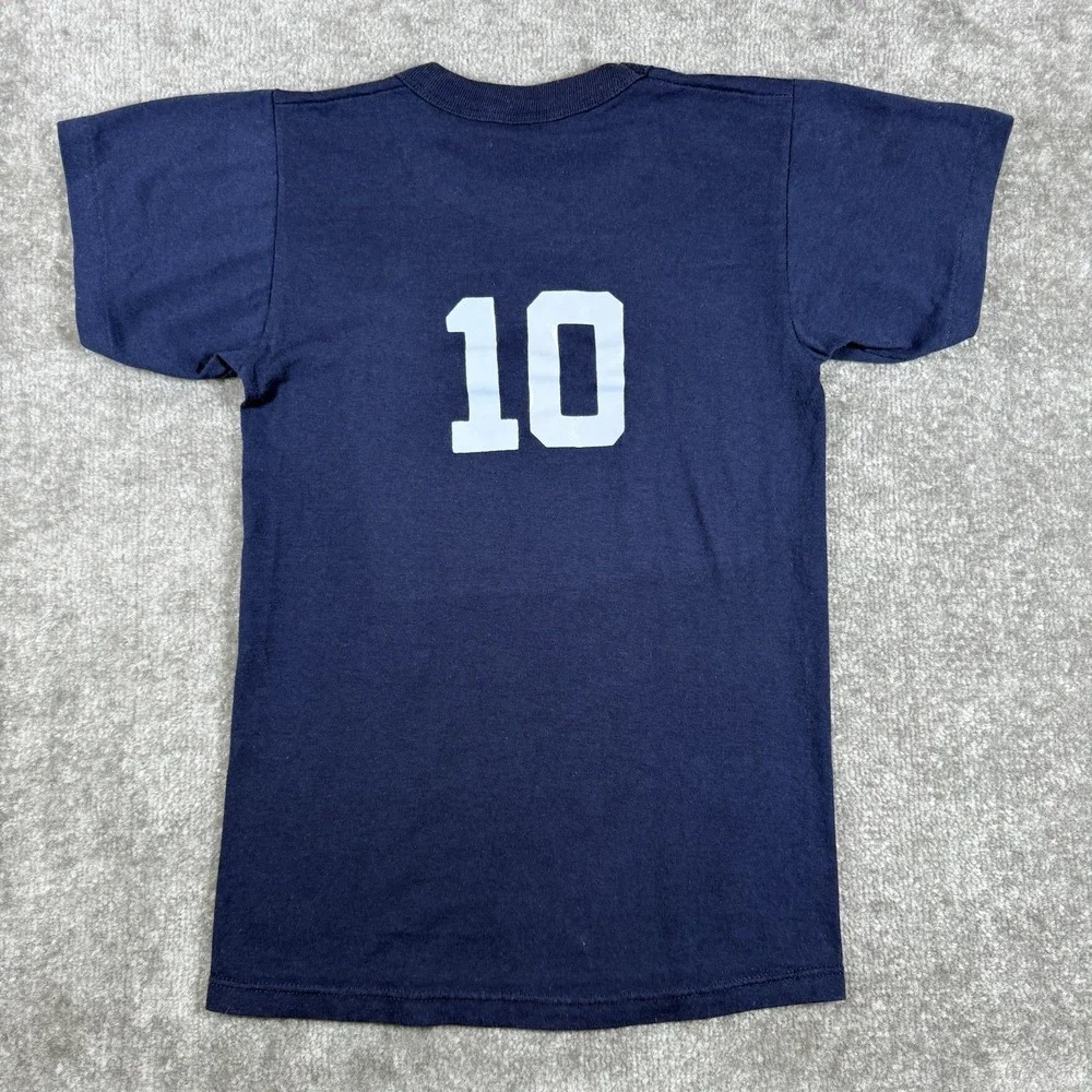 Vintage Russell Athletic T-Shirt Youth Medium Blue Short Sleeve #10‎